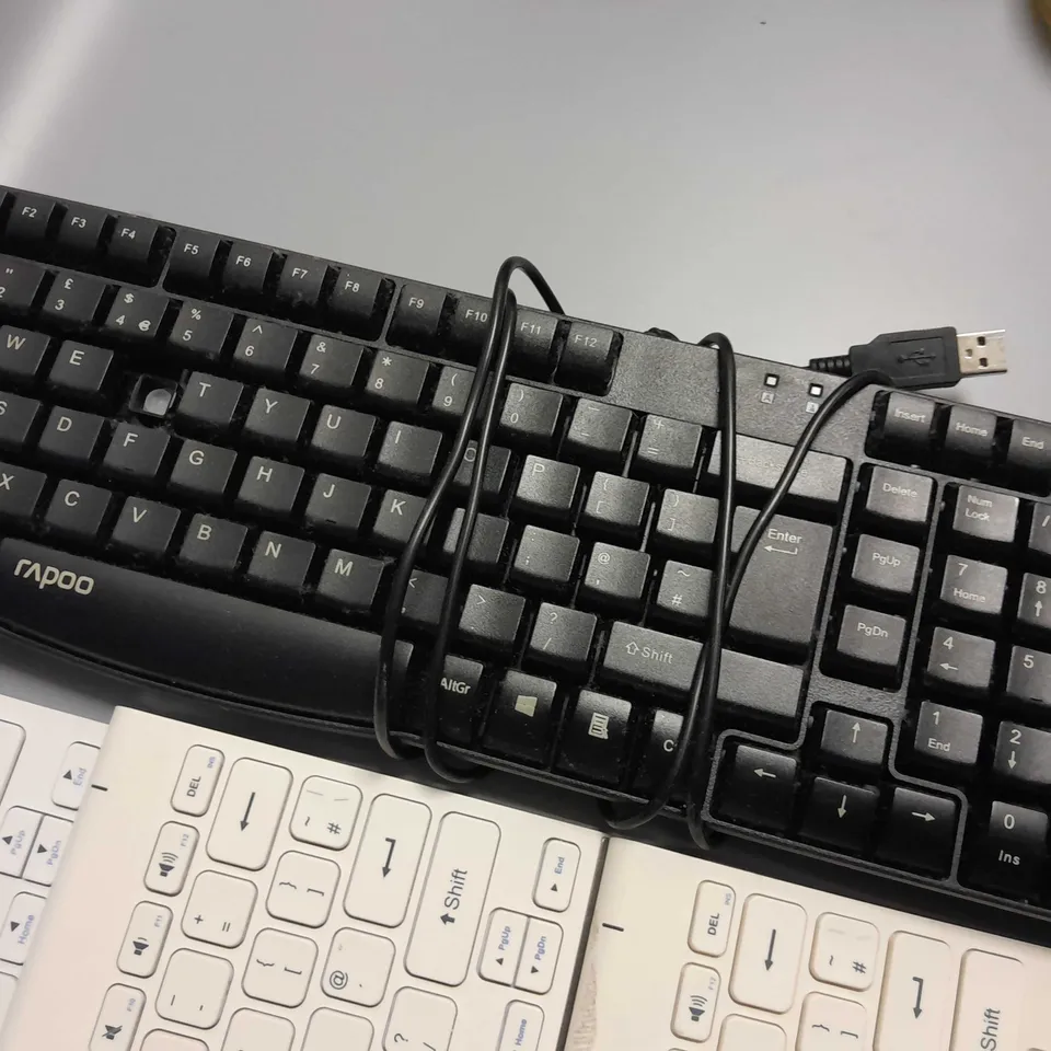 LOT OF 4 ASSORTED KEYBOARDS TO INCLUDE SANDSTROM, TECKNET AND RAPOO