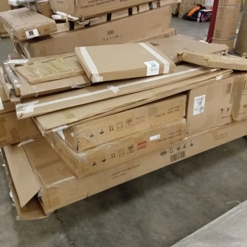 PALLET OF DESIGNER DUSK FURNITURE AND INCOMPLETE FURNITURE PARTS AND PIECES 