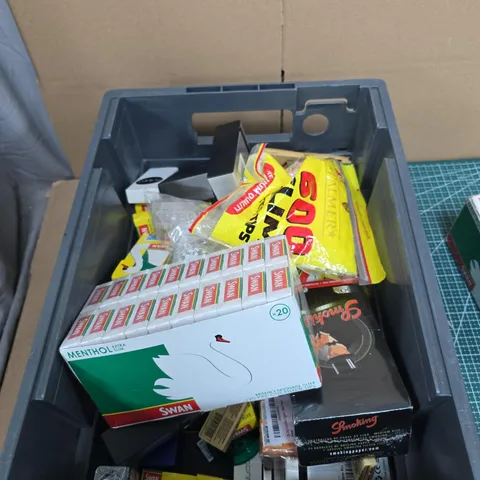 TOTE OF APPROXIMATELY 20 ASSORTED TOBACCO ITEMS TO INCLUDE: SWAN MENTHOL FILTERS 