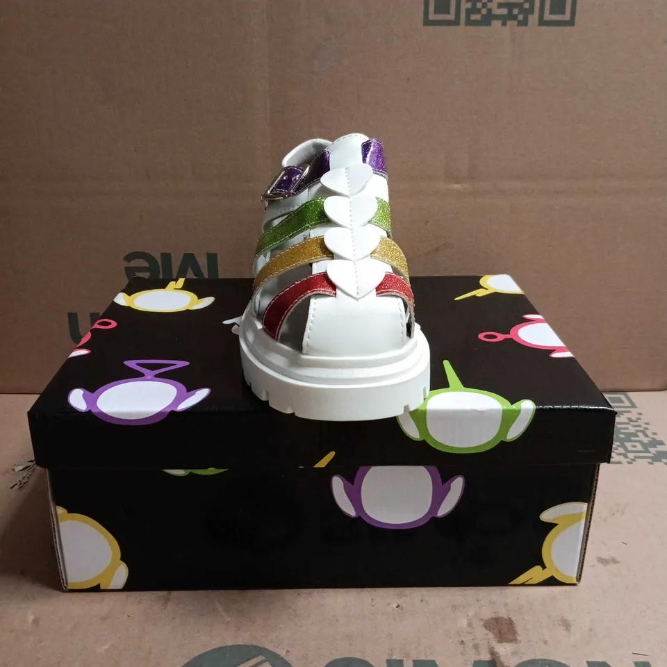 KOI KIDZ TELETUBBIES GLITTER TRUMPETS SANDALS WHITE MULTI SIZE 12