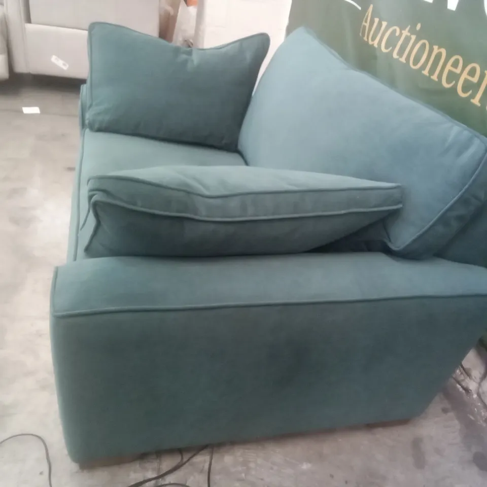 DESIGNER THE LOUNGE COMPANY MADE ARMCHAIR - TEAL/GREEN FABRIC 