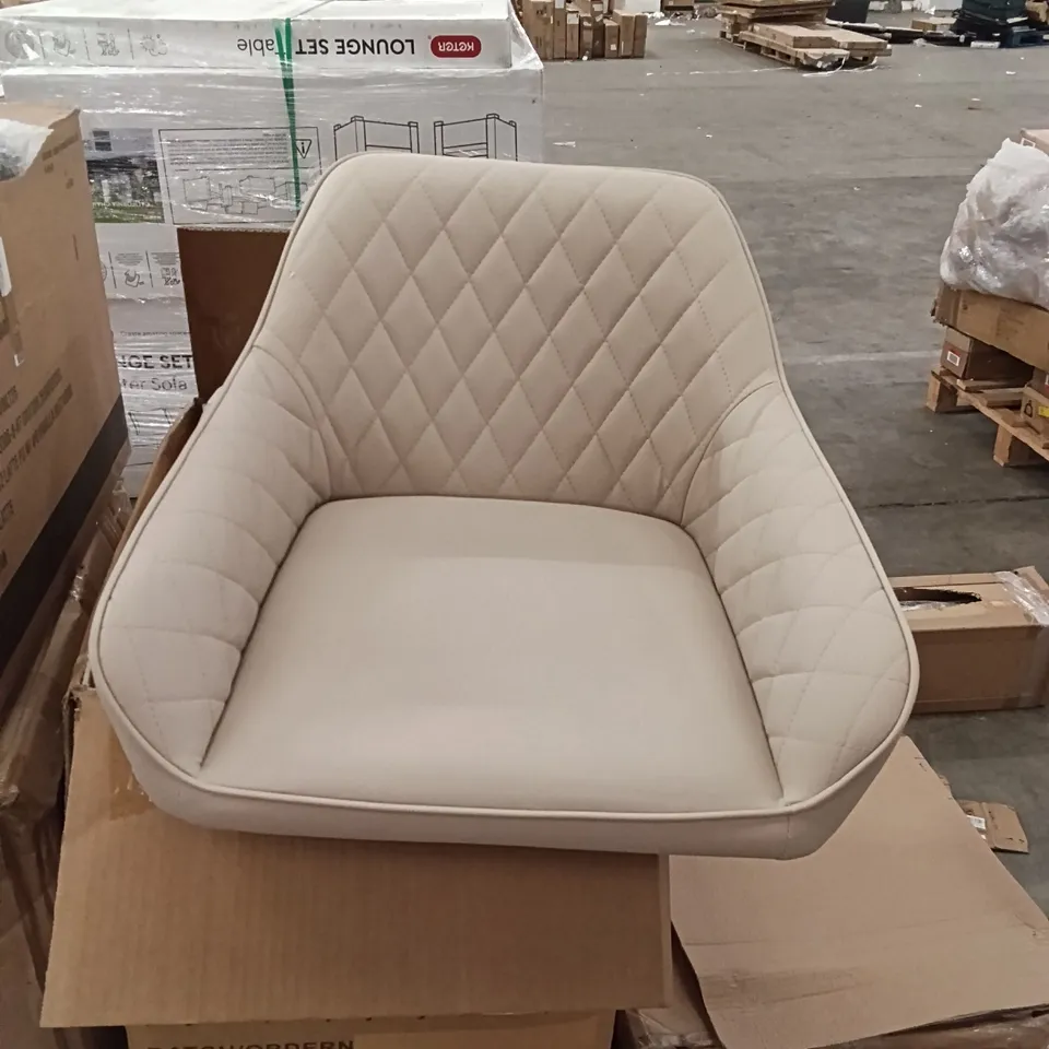 BOXED FAUX LEATHER DINING CHAIRS (SET OF 2) - BEIGE (1 BOX)