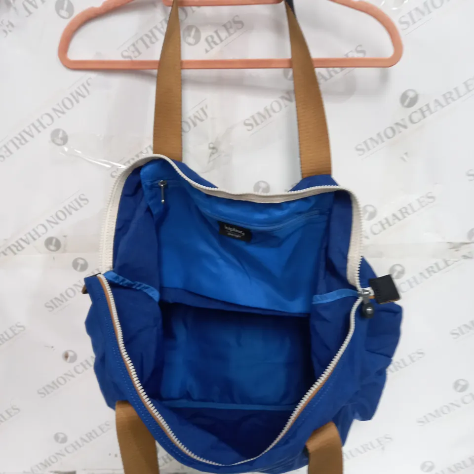 KIPLING BAG IN DEEP SKY BLUE WITH BLACK AND TAN ACCENTS 100% POLYESTER
