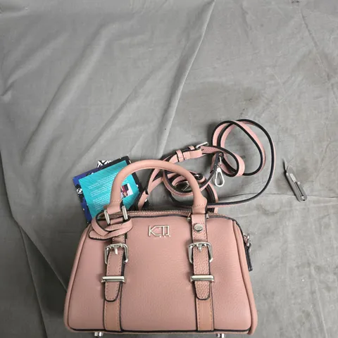 KQ PINK PEBBLED LEATHER HANDBAG
