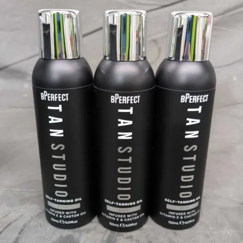 3 X BPERFECT TAN STUDIO SELF-TANNING OILS - DARK - 3 X 150ML 