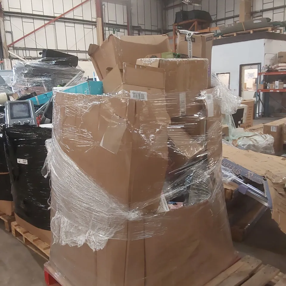 PALLET CONTAINING A VERY LARGE QUANTITY OF ASSORTED ITEMS INCLUDING: INFLATABLE SOFA, EXPANDING GARDEN HOSE, ELECTRIC SHOWER, PEDI ROLLER ECT