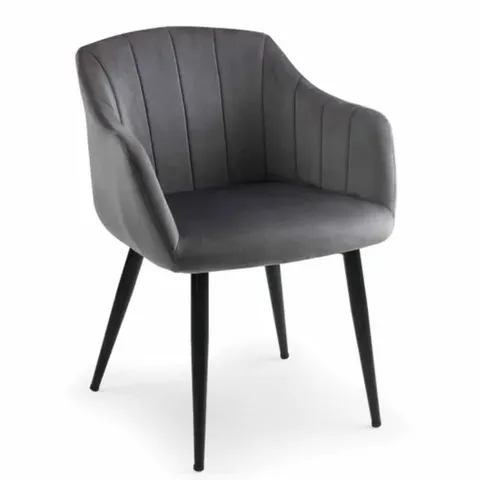 BOXED JULIAN BOWEN SET OF 2 HOBART SCALLOPED DINING CHAIRS - GREY (1 BOX)