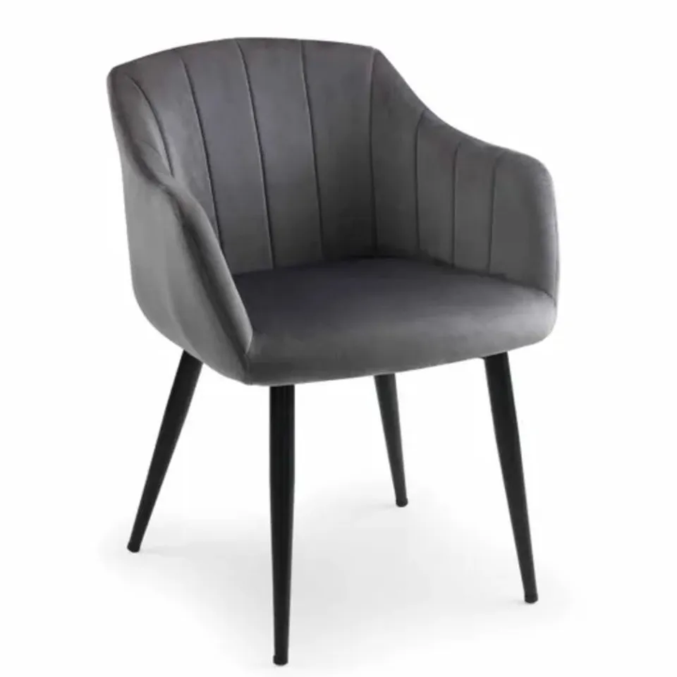 BOXED JULIAN BOWEN SET OF 2 HOBART SCALLOPED DINING CHAIRS - GREY (1 BOX)