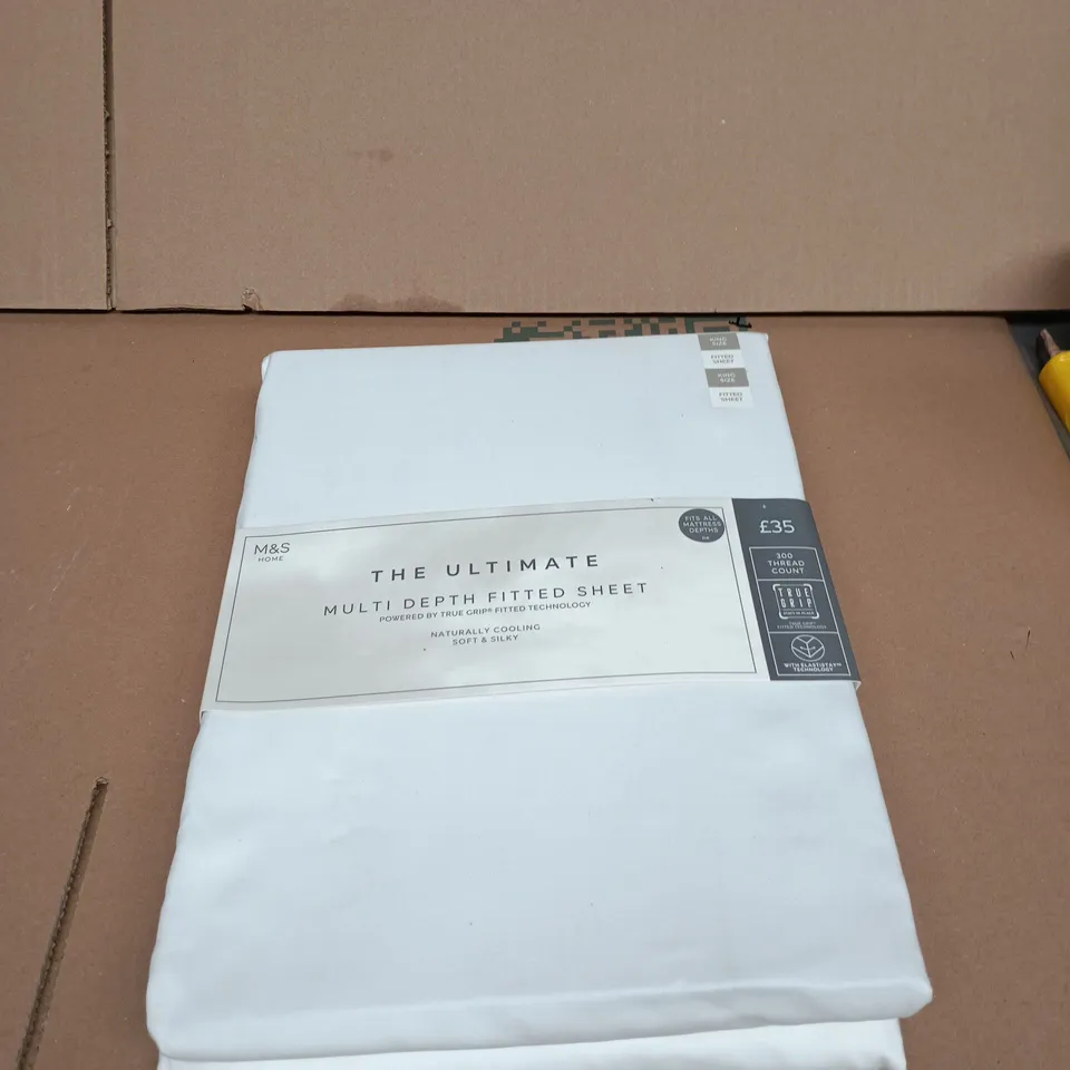 M&S HOME THE ULTIMATE MULTI-DEPTH FITTED SHEET – WHITE