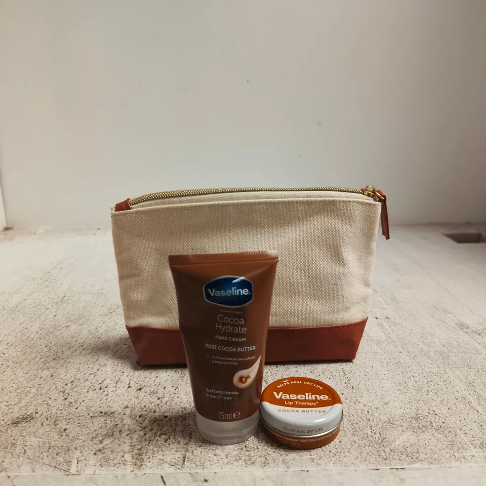 VASELINE COCOA TREATS GIFT SET – HAND CREAM & LIP THERAPY IN CANVAS POUCH