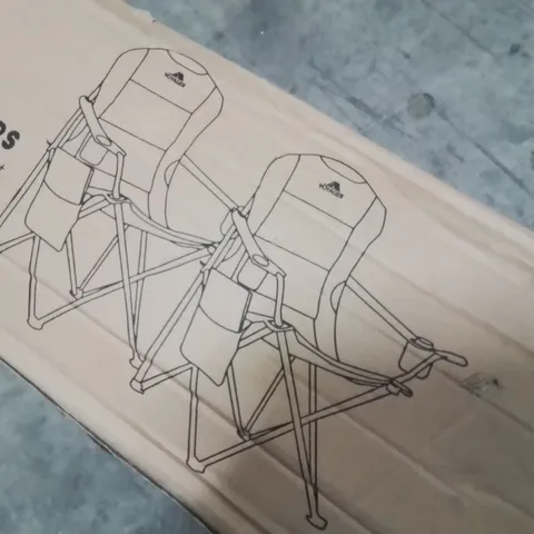 BOXED VOYAGER SET OF 2 PADDED CAMPING CHAIRS BLACK AND GREY