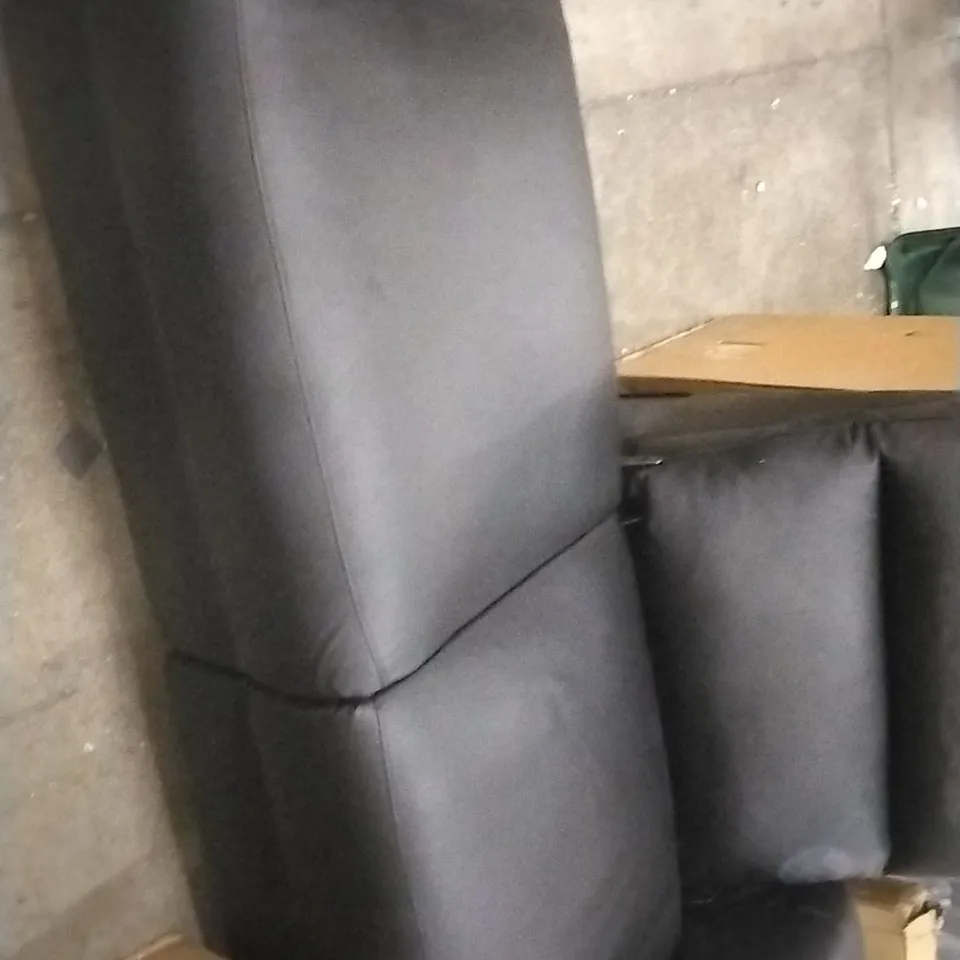 BLACK PU LEATHER RECLINING SOFA ONE BACK REST MISSING 
