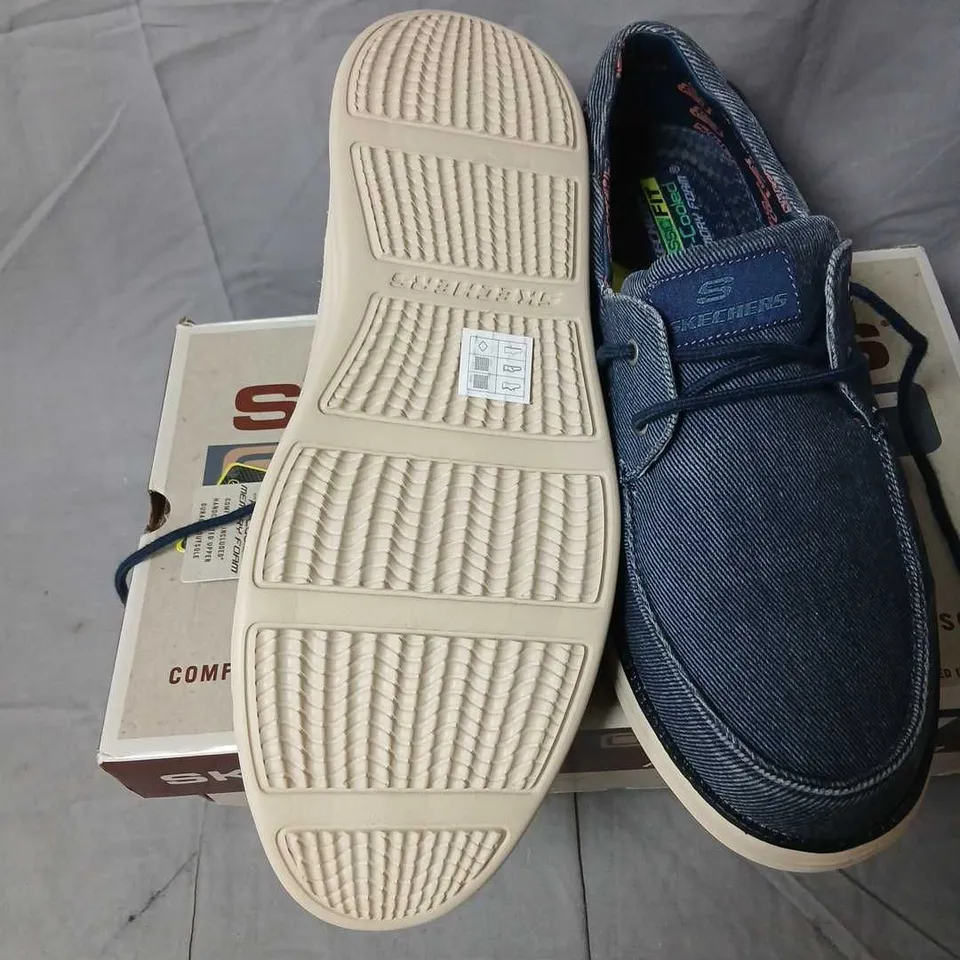 SKECHERS MEN'S DENIM LACE-UP SNEAKERS – US 13, CLASSIC FIT WITH AIR-COOLED MEMORY FOAM