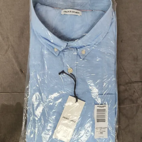 BAGGED JACK & JONES OXFORD LONG SLEEVE SLIM-FIT SHIRT IN BLUE SIZE 3XL