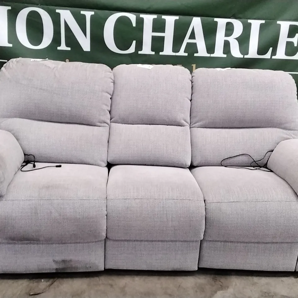 QUALITY BRITISH DESIGNER G PLAN MANUFACTURED CHADWICK 3 SEATER ELECTRIC RECLINER DBL SOFA - LAGOON SLATE FABRIC