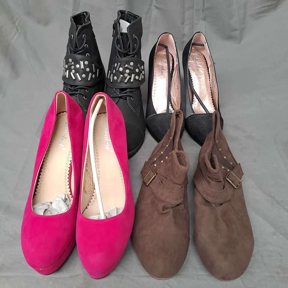 BOX OF APPROXIMATELY 10 PAIRS OF ASSORTED SHOES IN VARIOUS STYLES, COLOURS AND SIZES
