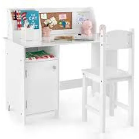 BOXED  COSTWAY SET OF CHILDREN'S DESK WITH CHAIR, WHITE, 90CM/45CM
