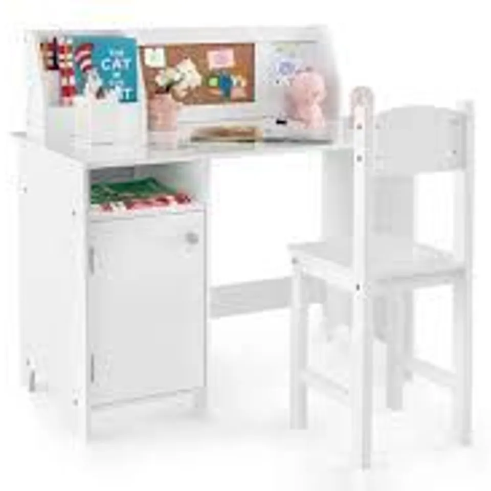 BOXED  COSTWAY SET OF CHILDREN'S DESK WITH CHAIR, WHITE, 90CM/45CM