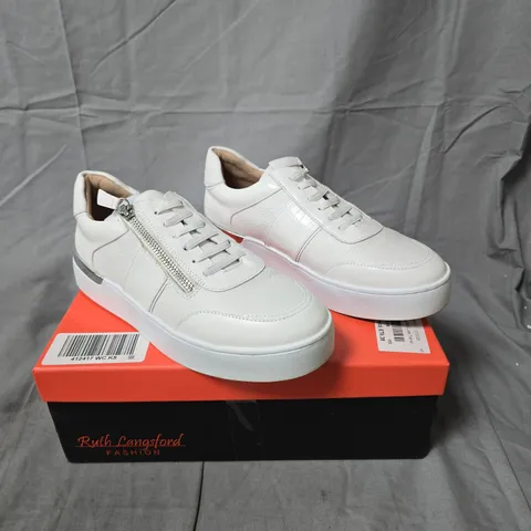 RUTH LANGSFORD LUXE TRAINERS - WHITE - SIZE 5