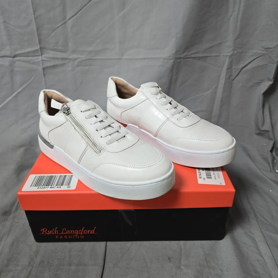 RUTH LANGSFORD LUXE TRAINERS - WHITE - SIZE 5