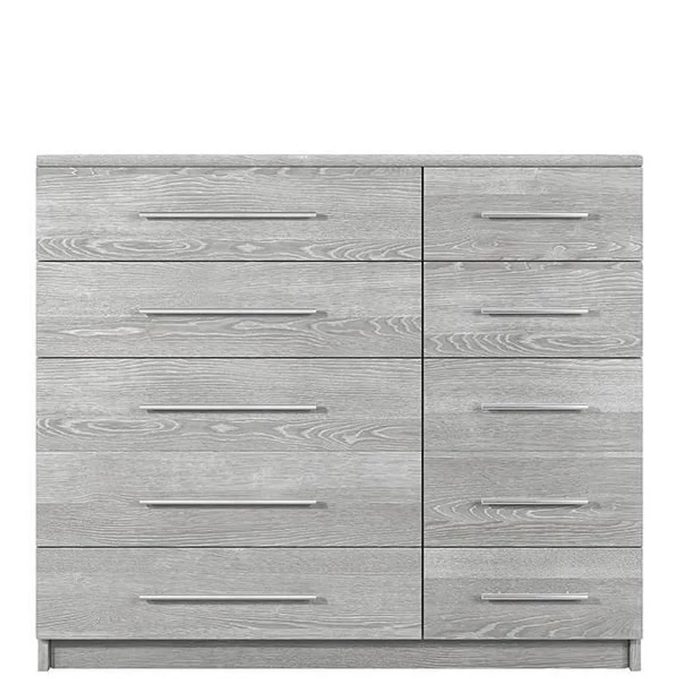 BOXED HOME ESSENTIALS - PRAGUE 5 + 5 GRADUATED CHEST OF DRAWERS - WHITE ASH (2 BOXES) RRP £229