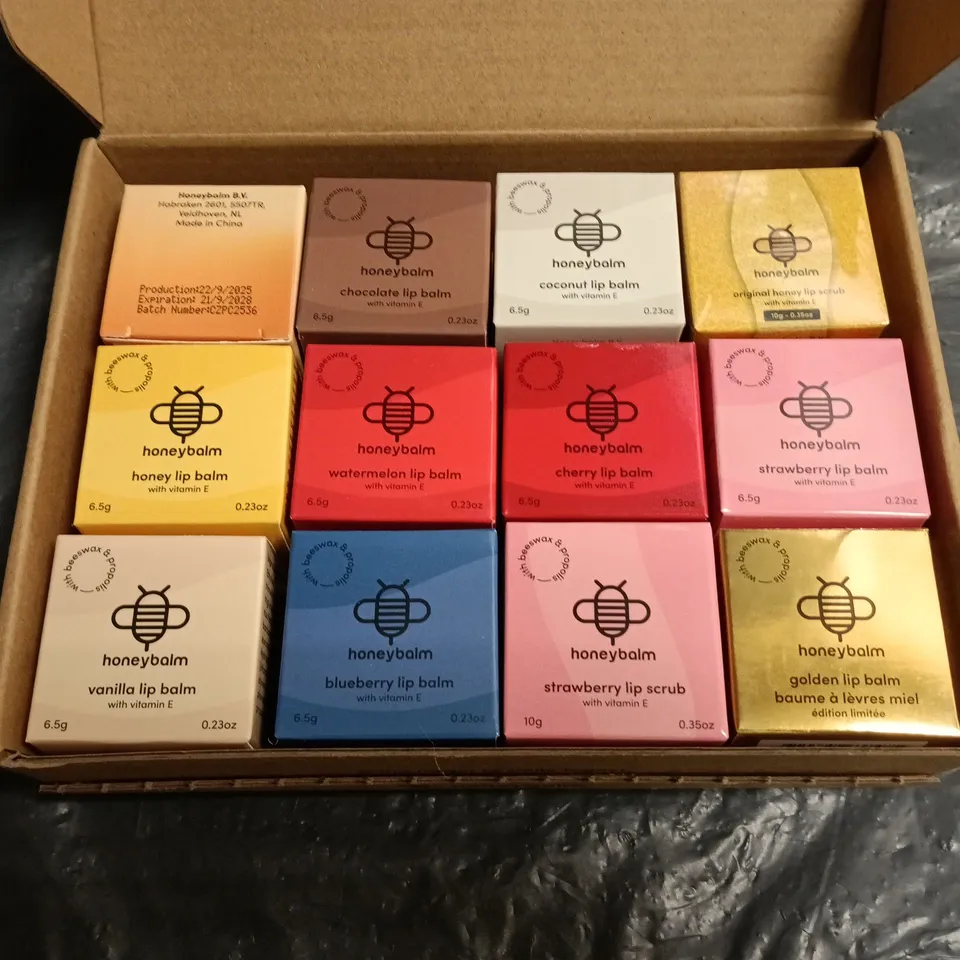 HONEYBALM 12-PACK OF ASSORTED 6.5G LIP BALMS