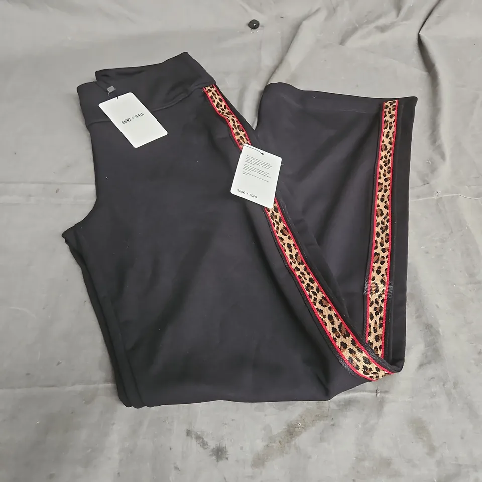 SAINT + SOFIA RUNWAY PANT IN BLACK LEOPARD SIZE 10