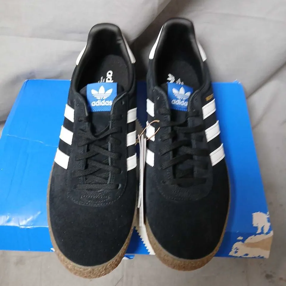 ADIDAS MONTREAL RM TRAINERS – BLACK SUEDE, UK 11 (EU 46) – BOXED