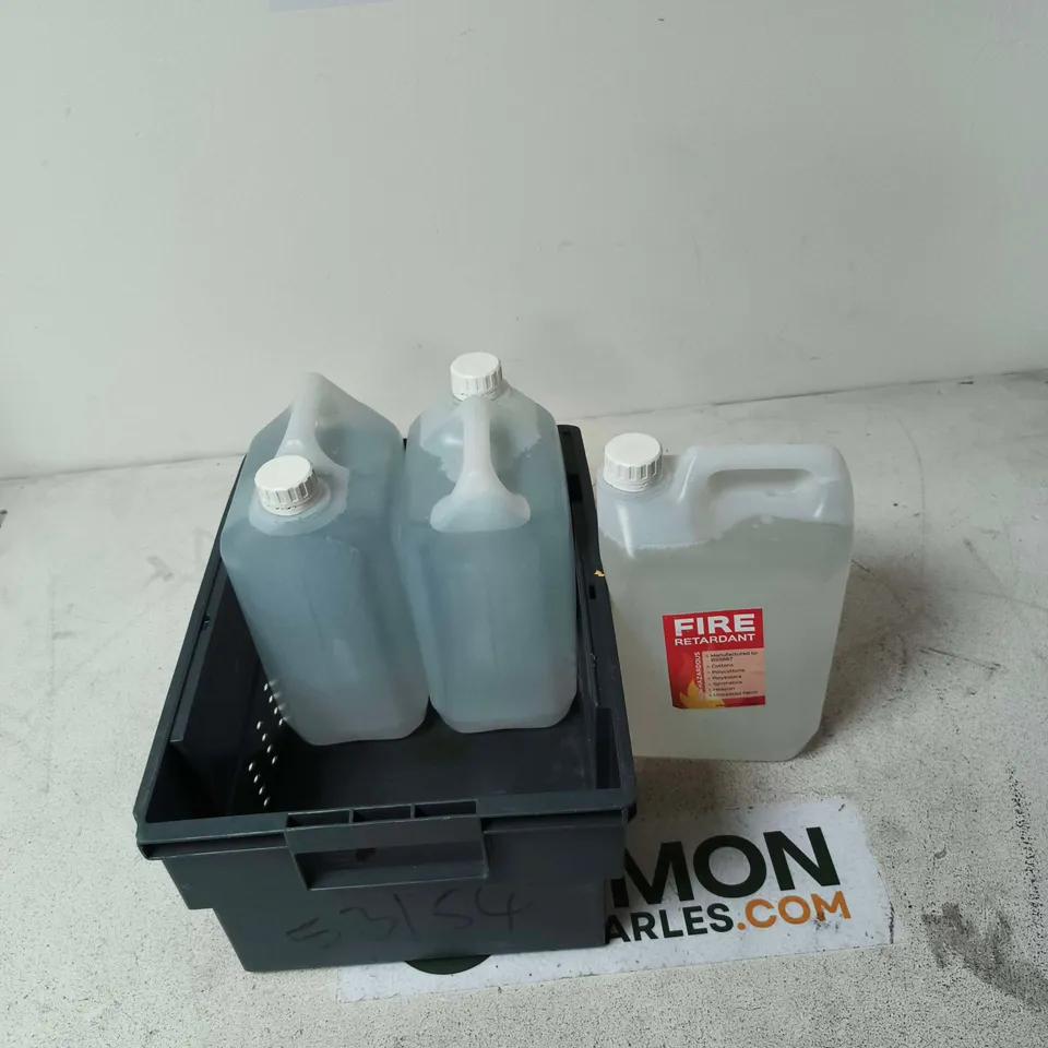 TOTE OF APPROXIMATELY 3 ASSORTED LIQUIDS TO INCLUDE: FIRE RETARDANT 5L