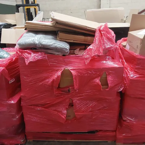 PALLET TO CONTAIN AN ASSORTMENT OF HOUSEHOLD ITEMS TO INCLUDE; CLOCKS, BOXED FURNITURE ETC