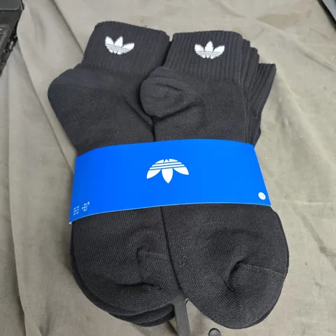 ADIDAS 1/4 SOCKS – BLACK, SIZE L, 6-PACK