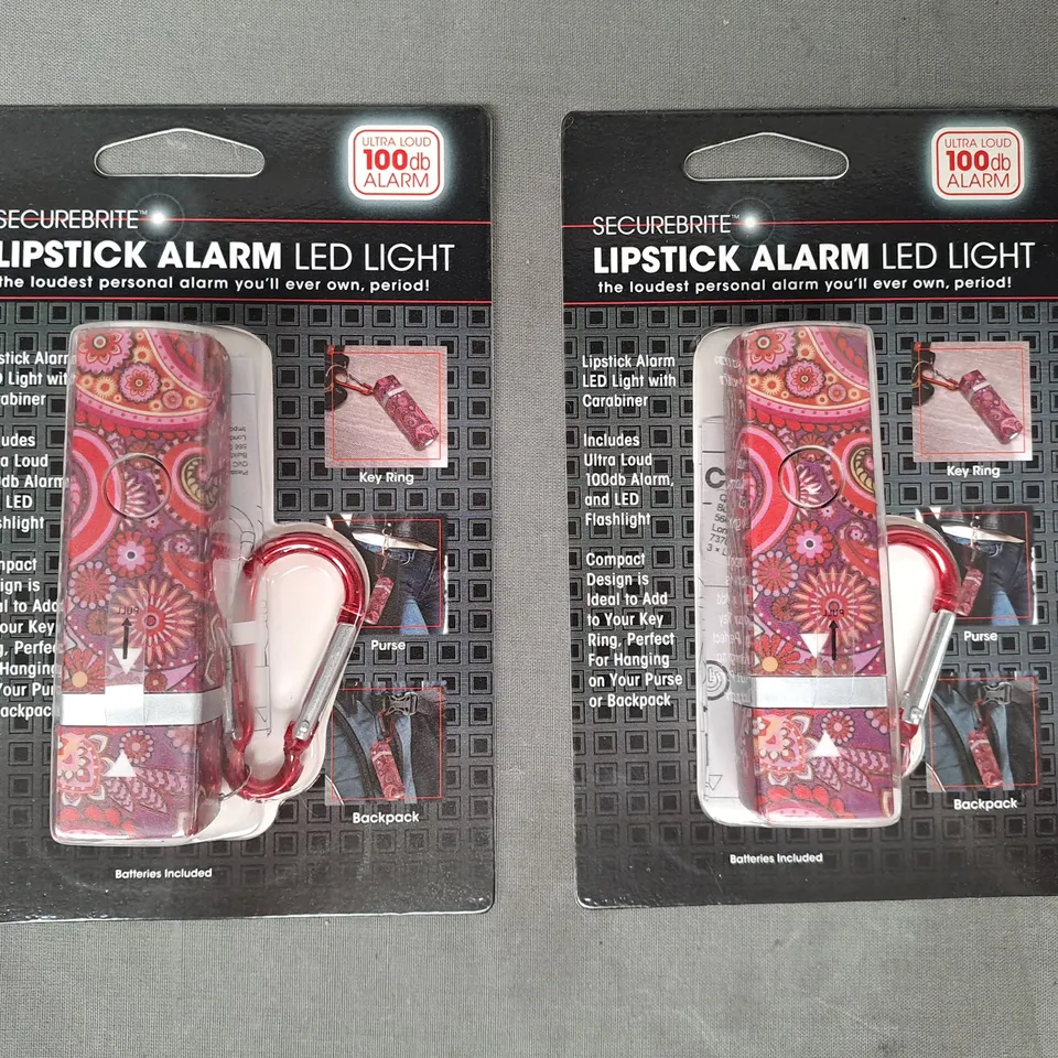 BOXED SECUREBRITE SET OF 2 LIPSTICK SAFETY ALARMS WITH FLASHLIGHT