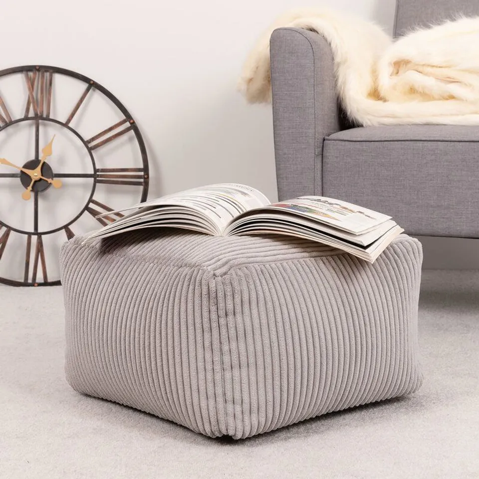 BOXED MAJA UPHOLSTERED POUFFE- GREY