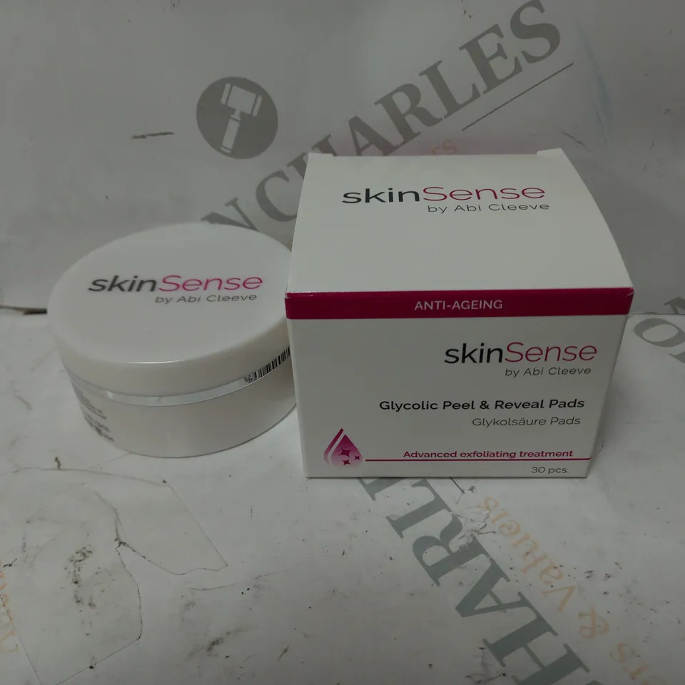SET OF TWO BOXED ABI CLEEVE SKINSENSE GLYCOLIC PEEL & REVEAL PADS 2 X 30PC
