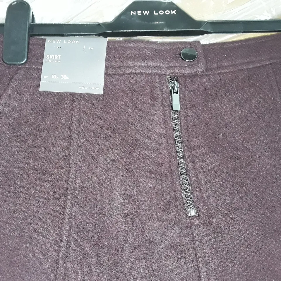 BAGGED NEW LOOK JUTE/ROK SKIRT IN WINE - UK10