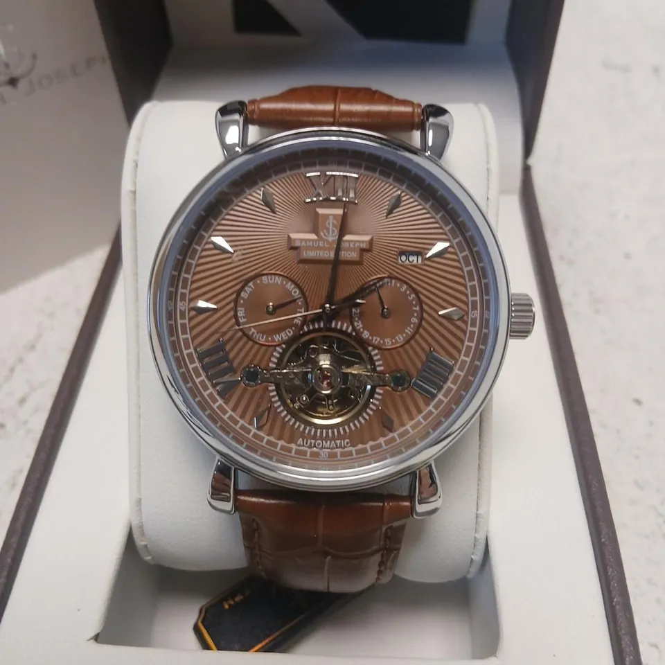 SAMUEL JOSEPH AUTOMATIC LIMITED EDITION SILVER BROWN WATCH