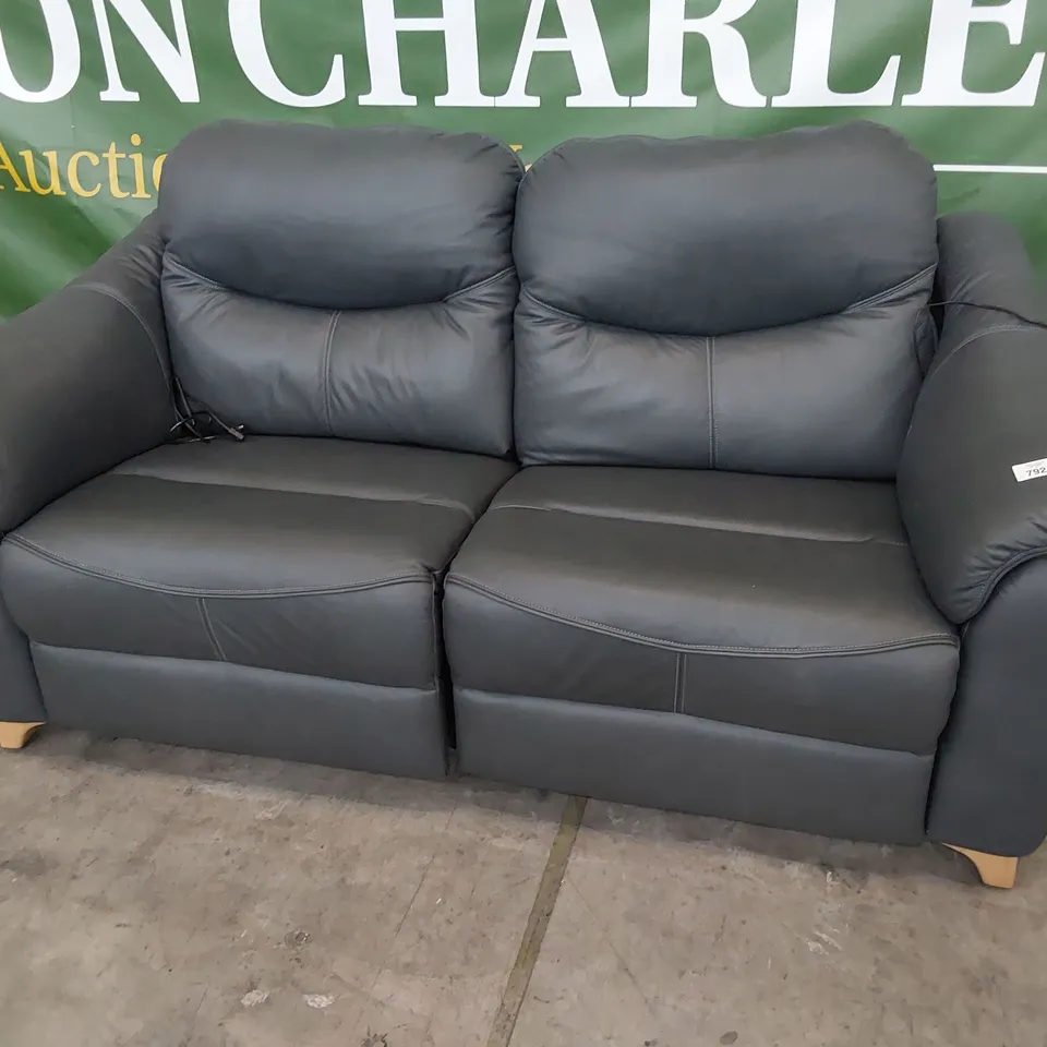QUALITY BRITISH DESIGNER G PLAN JACKSON POWER RECLINING THREE SEATER SOFA SHORE SLATE LEATHER 