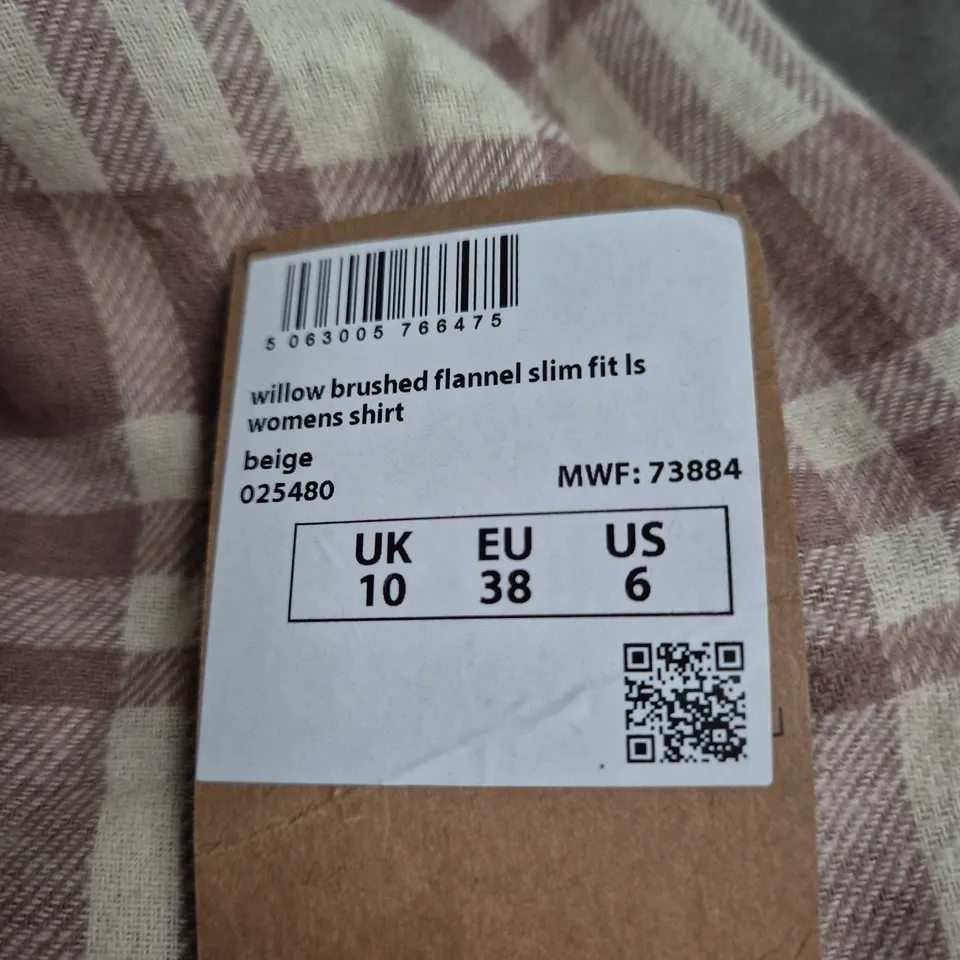 MOUNTAIN WAREHOUSE WILLOW BRUSHED FLANNEL SLIM FIT WOMEN'S SHIRT – BEIGE, UK 10 (EU 38, US 6)