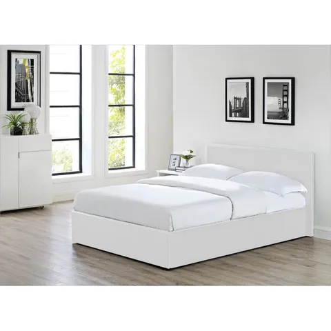 BOXED LOLITA UPHOLSTERED OTTOMAN BED - 3' SINGLE, WHITE (2 BOXES)