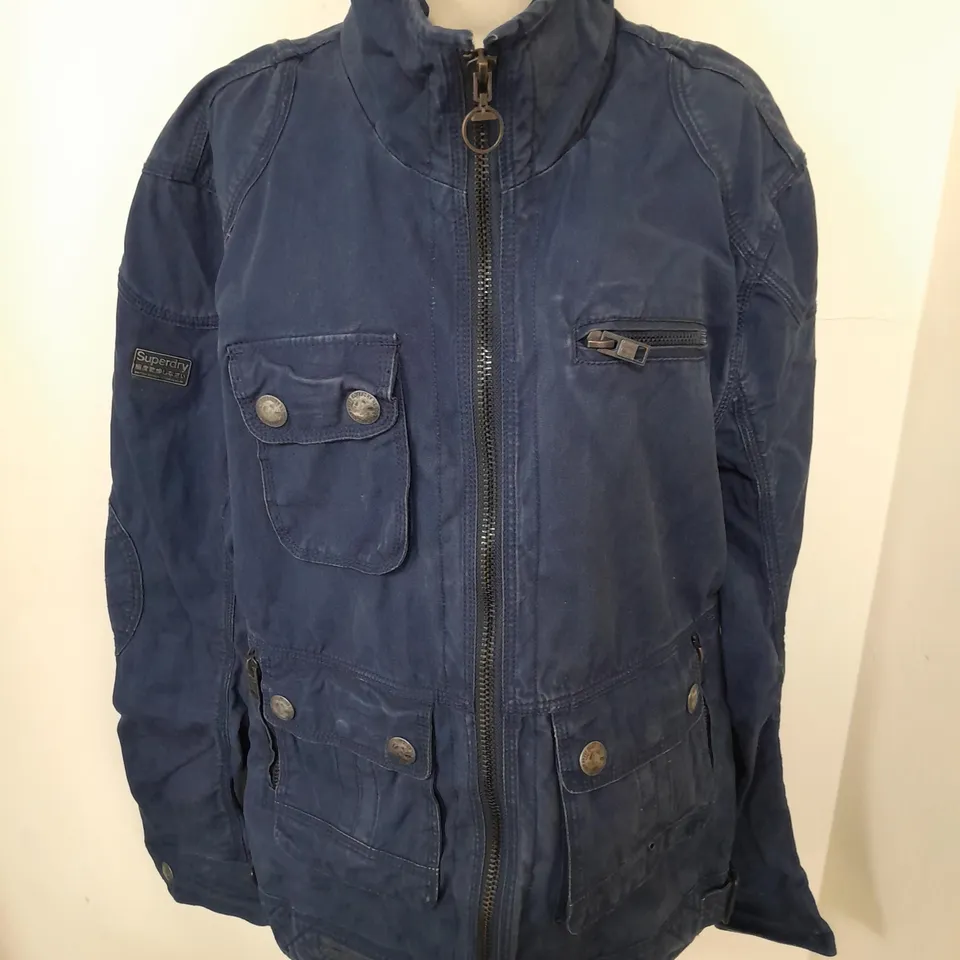SUPERDRY BLUE MULTI POCKETED COAT - XXL
