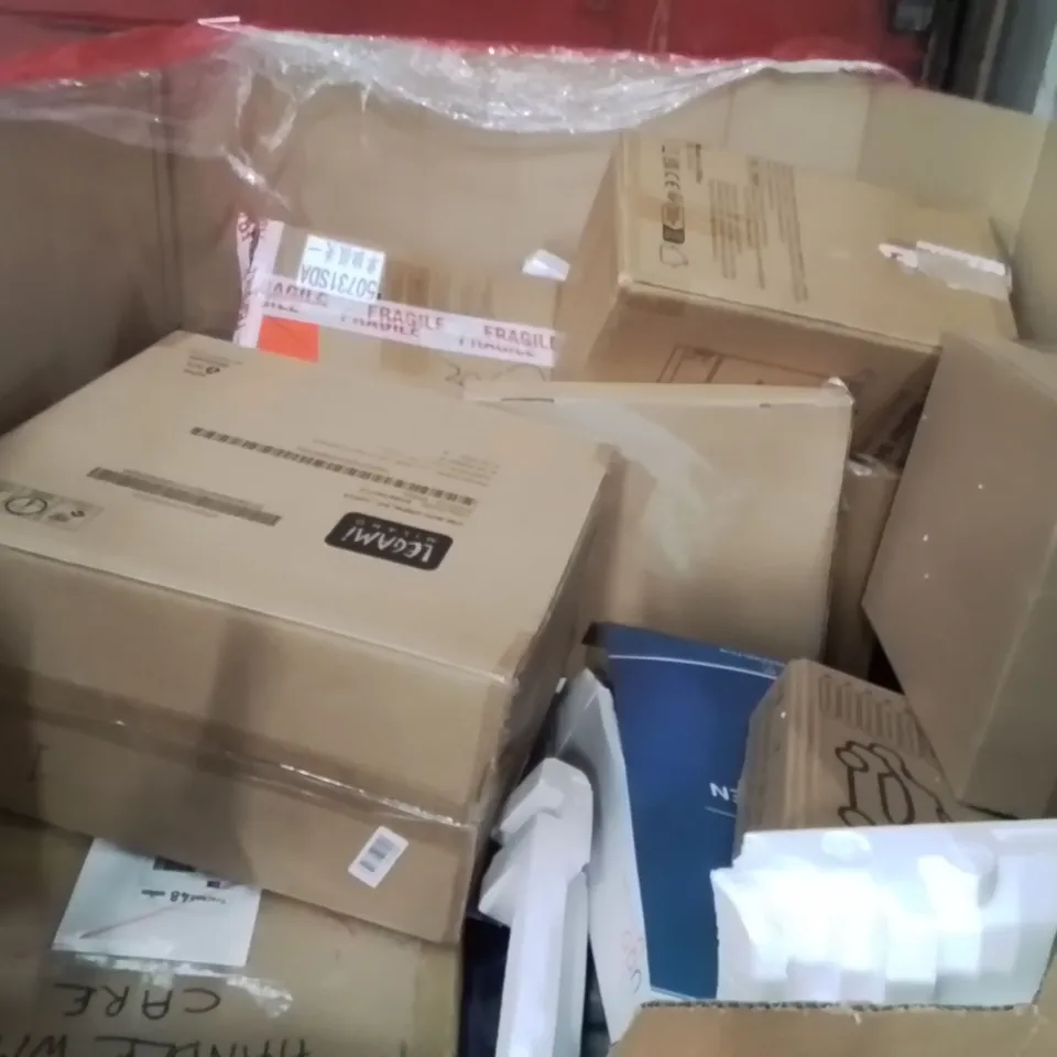 PALLET OF ASSORTED HOUSEHOLD GOODS AND PRODUCTS TO INCLUDE;LASER PRINTER,RETRACTABLE SAFETY GATE,CHUCK HEATER
