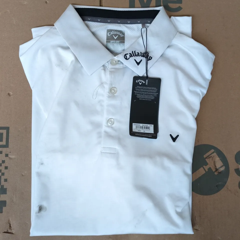 CALLAWAY SHORT SLEEVE POLO TOP IN BRIGHT WHITE SIZE XL