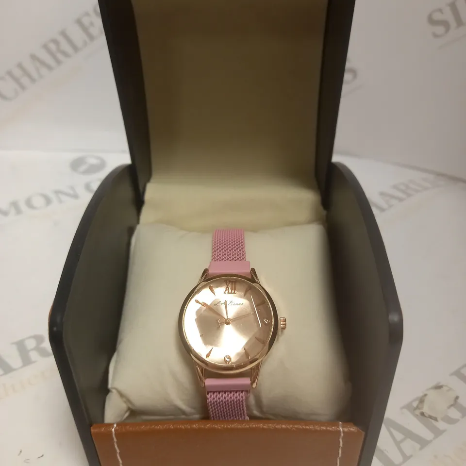 LADIES LA BANUS WATCH – PINK MESH STRAP – MAGNETIC CLASP	