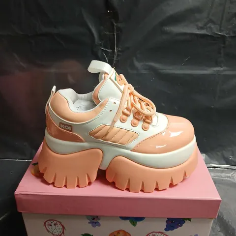 BOXED PAIR OF KOI PEACH ICED TEA TRAINERS - UK SIZE 3
