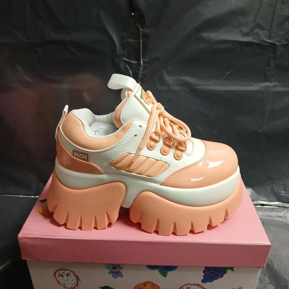 BOXED PAIR OF KOI PEACH ICED TEA TRAINERS - UK SIZE 3
