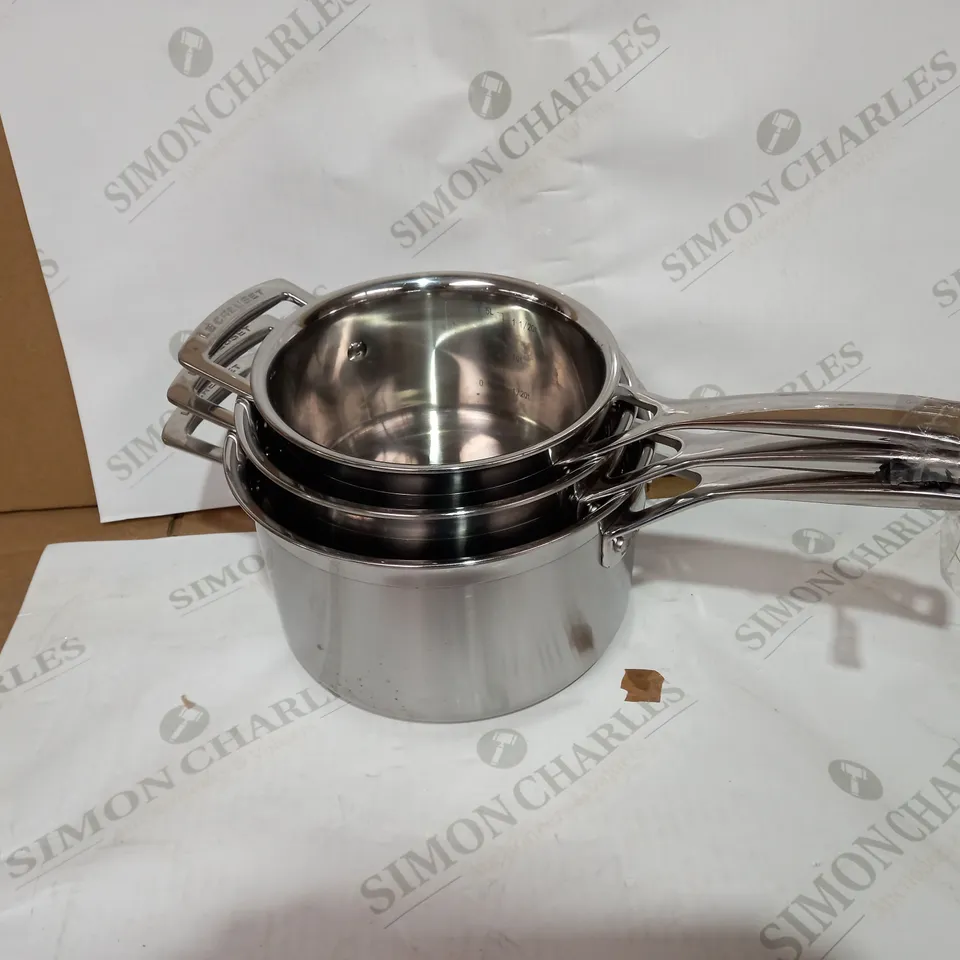 LE CREUSET STAINLESS STEEL SAUCEPAN SET