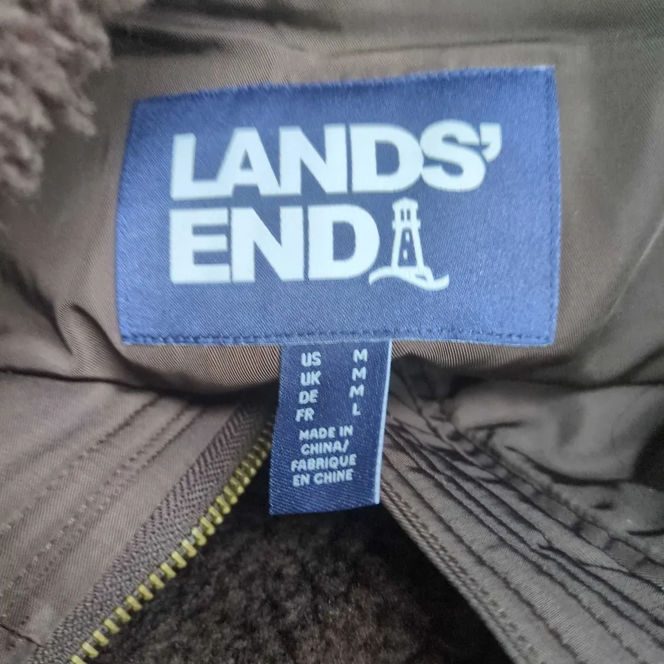 LANDS' END BROWN FAUX SHEARLING JACKET – UK M (US M) 