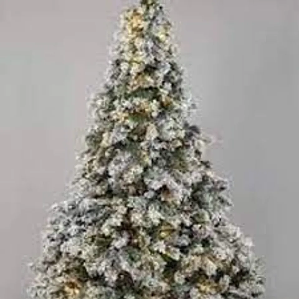 BOXED 7FT FLOCKED PRELIT DOWNSWEPT PINE EFFECT TREE (1 BOX) RRP £259.99