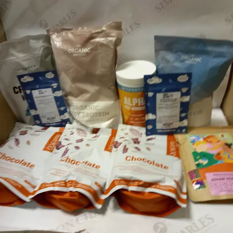 BOX OF ASSORTED COFFEE'S AND PROTEIN