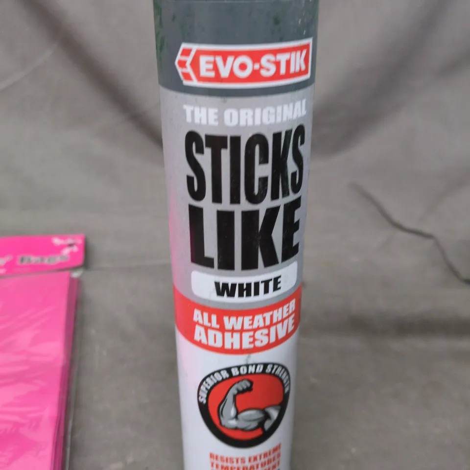 APPROXIMATELY 15 ASSORTED HOUSEHOLD ITEMS INCLUDING HEN NIGHT GOODIE BAGS , STANLEY GRINDING DISC AND ALL WEATHER ADHESIVE